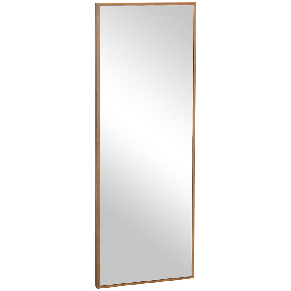 Homcom espejo de pared cuerpo entero 45x125 cm espejo de pie espejo de suelo grande de madera estilo moderno decorativo para salón dormitorio entrada natural