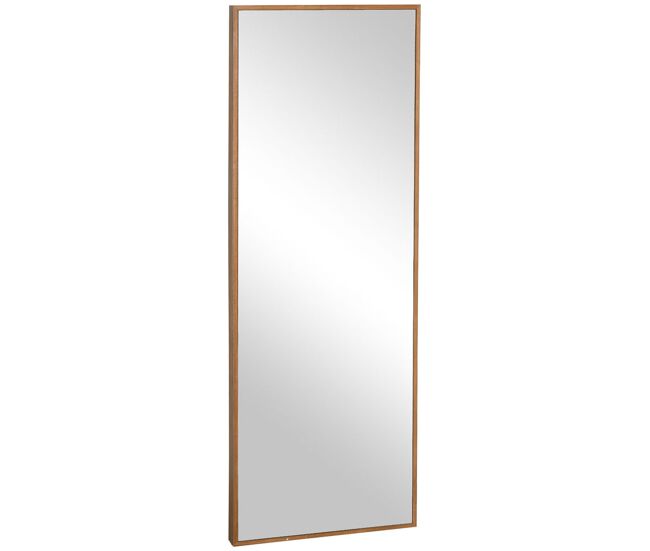 Homcom espejo de pared cuerpo entero 45x125 cm espejo de pie espejo de suelo grande de madera estilo moderno decorativo para salón dormitorio entrada natural
