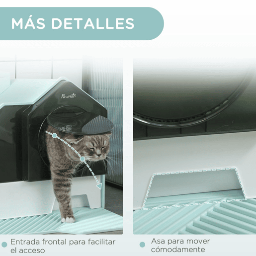 PawHut Caixa de Areia para Gatos Caixa de Areia Fechada para Gatos com Bandeja Amovível Pá e Filtro Desodorizante 47x45x42 cm Azul Claro
