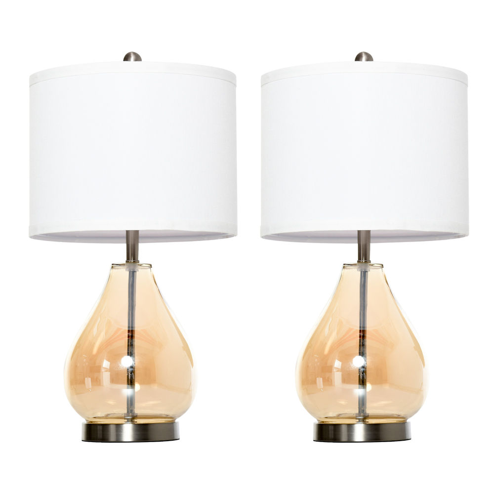 Homcom juego de 2 lámparas de mesa lámparas de mesita de noche con casquillo de lino e27 máx. 40w para salón dormitorio ø30x56 cm blanco