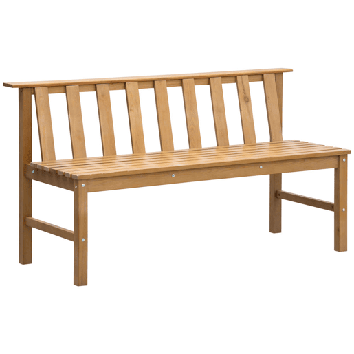 Outsunny Banco de Jardim de 3 Lugares Banco de Exterior de Madeira com Encosto de Ripas para Varanda Pátio Carga Máxima 360 kg 144x60x77 cm Madeira