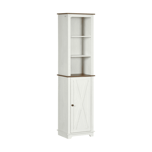 kleankin Coluna Casa de Banho Armário de Armazenamento para Casa de Banho com 3 Compartimentos Porta e Prateleira Ajustável 39,5x30x160 cm Branco