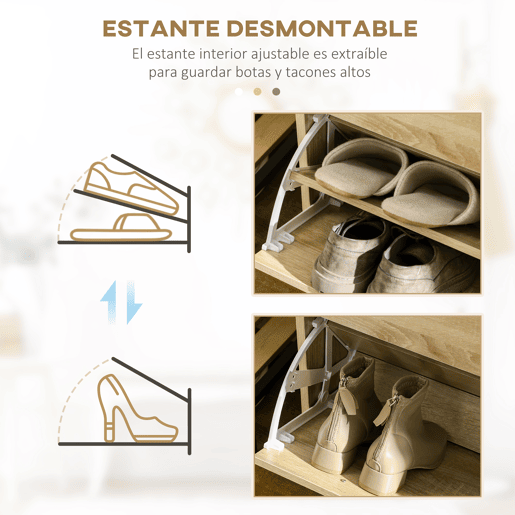HOMCOM Sapateira Móvel para Sapatos Estreito com 2 Compartimentos e 2 Gavetas para 12 Pares de Sapatos para Sala de Estar Entrada Corredor 80x30x91,5 cm Carvalho