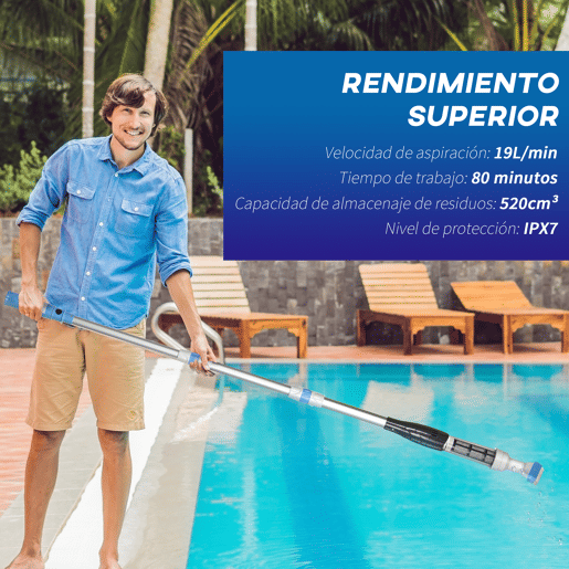 Outsunny Limpador Elétrico para Piscinas de Alumínio Aspirador de Piscina Manual com Escova e Poste Telescópico de 3 Sessões Ø6x162 cm Multicor