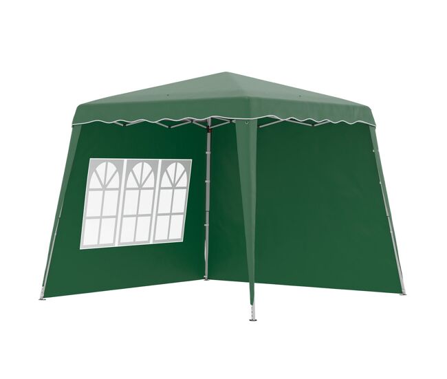 Outsunny carpa plegable pop-up 3x3 m cenador pabellón de jardín con 2 paredes laterales altura ajustable y bolsa de transporte protección uv50+