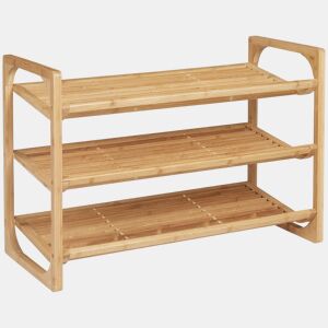 HOMCOM Sapateira de Bambu de 3 Níveis Sapateira para 9 Pares de Sapatos Organizador para Entrada Corredor Casa de Banho 76x33x51 cm Madeira