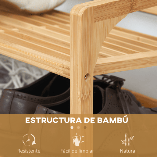 HOMCOM Sapateira de Bambu de 3 Níveis Sapateira para 9 Pares de Sapatos Organizador para Entrada Corredor Casa de Banho 76x33x51 cm Madeira HOMCOM Sapateira de Bambu de 3 Níveis Sapateira para 9 Pares de Sapatos Organizador para Entrada Corredor Casa de Banho 76x33x51 cm Madeira
