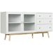 Aparador de Cocina MDF, Vidrio, Madera de Caucho HOMCOM 160 Aparador de Cocina MDF, Vidrio, Madera de Caucho HOMCOM 160 Blanco