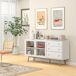 Aparador de Cocina MDF, Vidrio, Madera de Caucho HOMCOM 160 Aparador de Cocina MDF, Vidrio, Madera de Caucho HOMCOM 160 Blanco