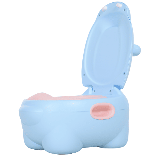 HOMCOM Bacio para Bebé em Forma de Hipopótamo 2 em 1 com Cubo Amovível e Escova de Limpeza Bacio de Aprendizagem Treinamento Portátil Carga 25 kg 40x30x23 cm Azul