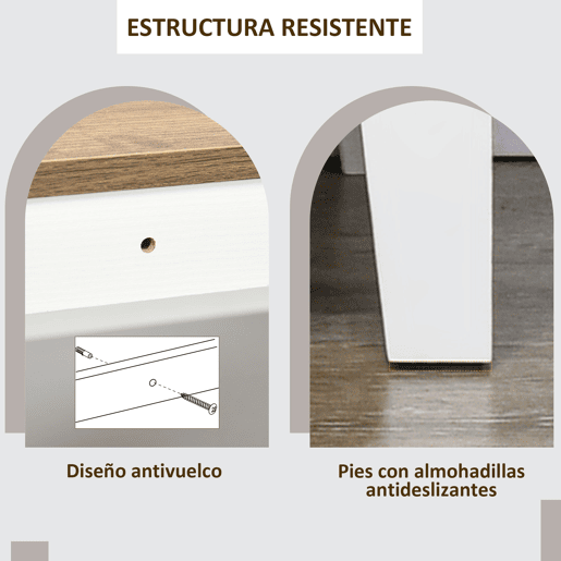 HOMCOM Aparador Sala de Estar Armário de Armazenamento de Madeira com 2 Portas Gaveta e Prateleira Ajustável para Sala de Jantar Cozinha Dormitório 76,6x35x81,5 cm Branco e Madeira Envelhecida