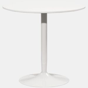 HOMCOM Mesa de Cozinha Redonda Mesa de Jantar Moderna para 2 Pessoas com Base de Aço e Almofadas Antiderrapantes Ø80x75 cm Branco