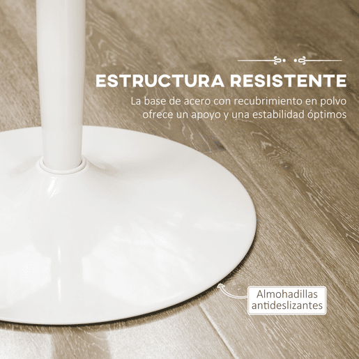 HOMCOM Mesa de Cozinha Redonda Mesa de Jantar Moderna para 2 Pessoas com Base de Aço e Almofadas Antiderrapantes Ø80x75 cm Branco