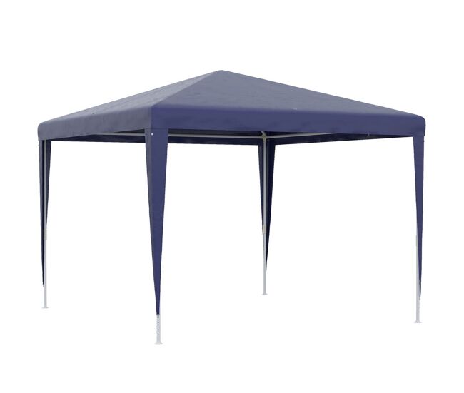 Outsunny carpa desmontable 3x3 m cenador pabellón de jardín con 4 orificios de drenaje y marco de acero anti-uv gazebo para terraza patio exterior camping azul