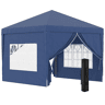 Outsunny Tenda de Jardim com Paredes Laterais Amovíveis Janelas Porta com Zíper e Bolsa de Transporte 295x295x195-258 cm Azul