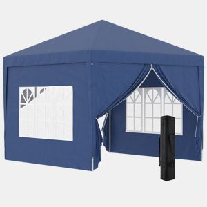 Outsunny Tenda de Jardim com Paredes Laterais Amovíveis Janelas Porta com Zíper e Bolsa de Transporte 295x295x195-258 cm Azul