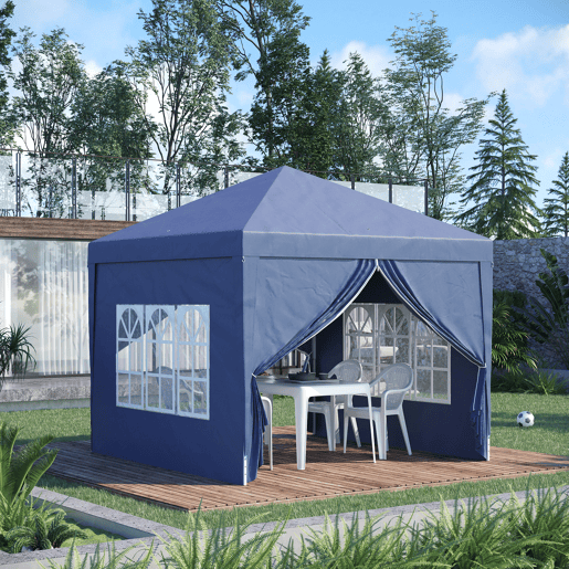 Outsunny Tenda de Jardim com Paredes Laterais Amovíveis Janelas Porta com Zíper e Bolsa de Transporte 295x295x195-258 cm Azul Outsunny Tenda de Jardim com Paredes Laterais Amovíveis Janelas Porta com Zíper e Bolsa de Transporte 295x295x195-258 cm Azul
