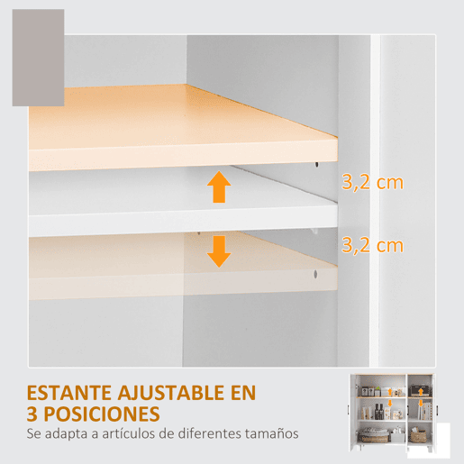 HOMCOM Aparador de 3 Portas, Aparador Estreito para Sala, Armário de Cozinha com Prateleiras Ajustáveis, para Cozinha, Entrada ou Quarto, 90x30x90 cm, Branco