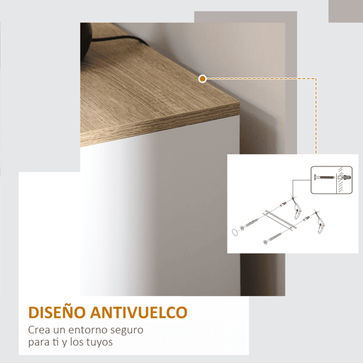 HOMCOM Aparador de 3 Portas, Aparador Estreito para Sala, Armário de Cozinha com Prateleiras Ajustáveis, para Cozinha, Entrada ou Quarto, 90x30x90 cm, Branco