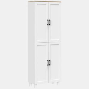 HOMCOM Aparador de 4 Portas, Móvel de Sala Estreito, Armário de Cozinha com Prateleiras Ajustáveis, para Cozinha, Entrada, Quarto, 60x30x171 cm, Branco