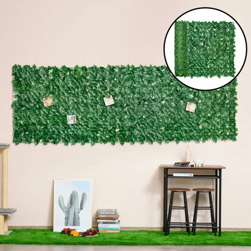 Outsunny Vedação Artificial em Rolo 3m Vedação de Privacidade para Balcão Jardim Exterior Planta Decorativa de Parede PE Verde