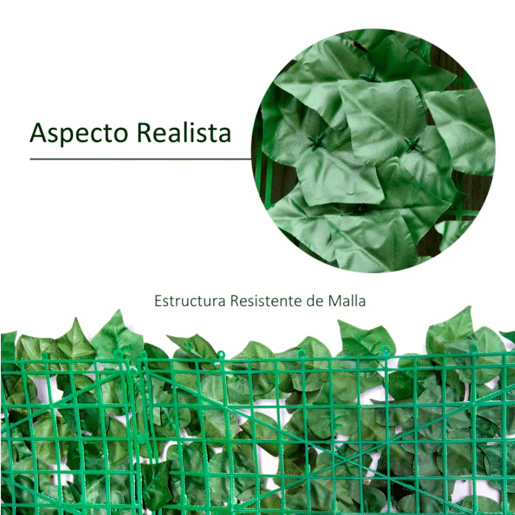 Outsunny Vedação Artificial em Rolo 3m Vedação de Privacidade para Balcão Jardim Exterior Planta Decorativa de Parede PE Verde