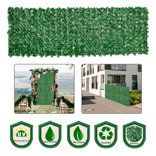 Outsunny Vedação Artificial em Rolo 3m Vedação de Privacidade para Balcão Jardim Exterior Planta Decorativa de Parede PE Verde