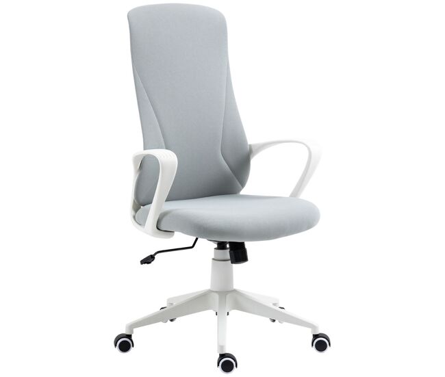 Vinsetto silla de oficina giratoria silla de escritorio juvenil con altura ajustable función de basculante reposabrazos y respaldo alto 62x56x110-119,5 cm gris