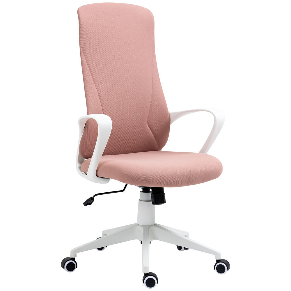 Vinsetto silla de oficina giratoria silla de escritorio juvenil con altura ajustable función de basculante reposabrazos y respaldo alto 62x56x110-119,5 cm rosa
