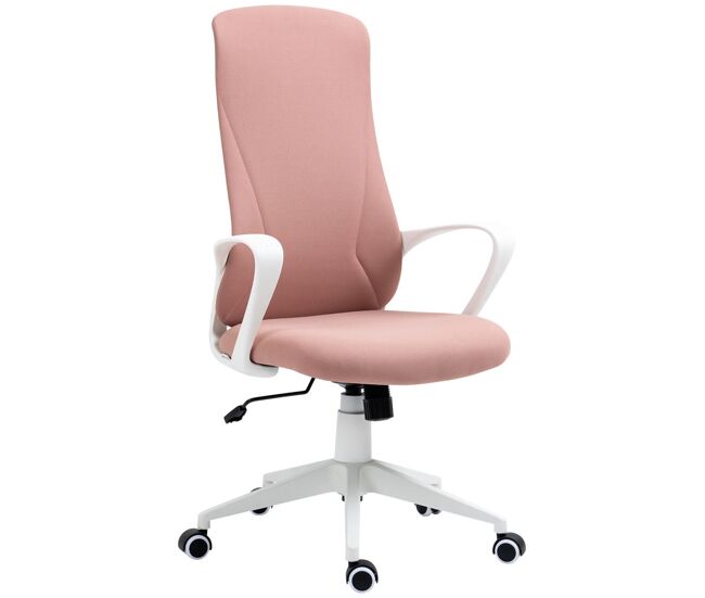 Vinsetto silla de oficina giratoria silla de escritorio juvenil con altura ajustable función de basculante reposabrazos y respaldo alto 62x56x110-119,5 cm rosa