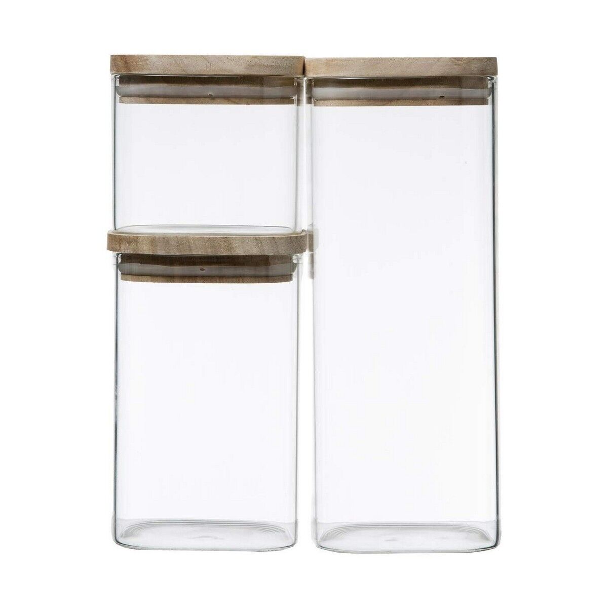 Set de 3 botes secret de gourmet apilable transparente vidrio