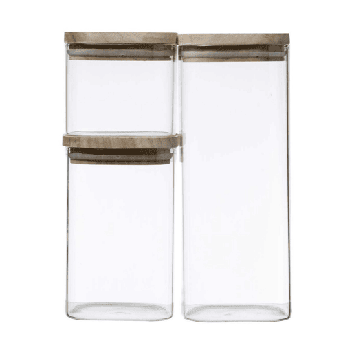 Conjunto de 3 Potes Secret de Gourmet Empilhável Transparente Vidro