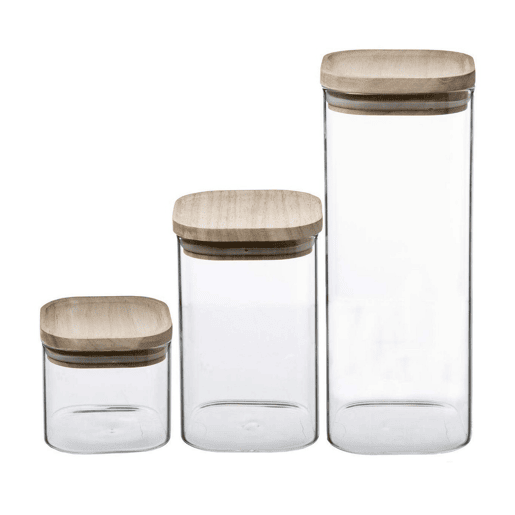 Conjunto de 3 Potes Secret de Gourmet Empilhável Transparente Vidro