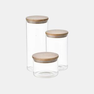 Conjunto de 3 Potes San Ignacio Cristal Transparente Bambu