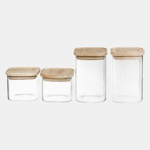 Conjunto de 4 Potes Secret de Gourmet Cozinha Empilhável Vidro