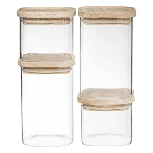 Conjunto de 4 Potes Secret de Gourmet Cozinha Empilhável Vidro
