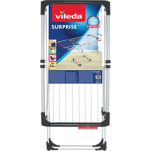 Estendal de Roupa Dobrável Vileda 157235 Surprise Extensível Cinzento Aço Alumínio (20 m)
