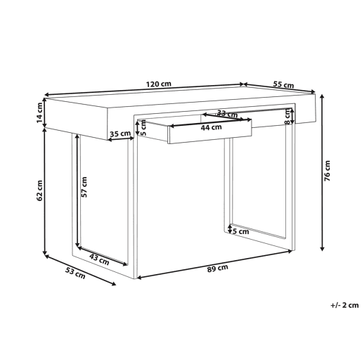 Secretária VIDA Castanho claro 120 cm 55 cm com arrumação