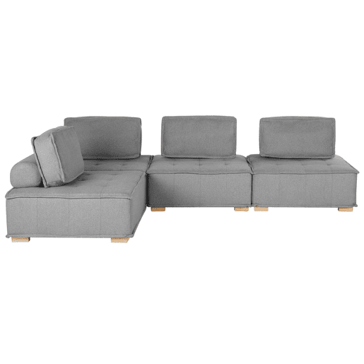 Sofá de canto modular TIBRO Tecido Cinzento 4 lugares à direita
