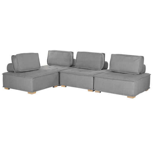 Sofá de canto modular TIBRO Tecido Cinzento 4 lugares à direita