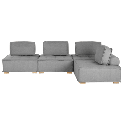 Sofá de canto modular TIBRO Tecido Cinzento 4 lugares à direita