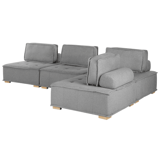 Sofá de canto modular TIBRO Tecido Cinzento 4 lugares à direita