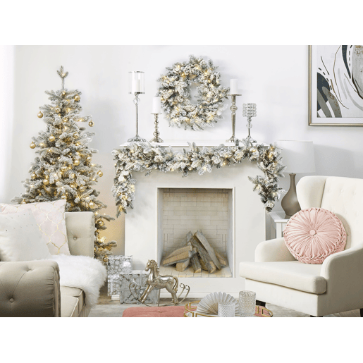 Grinalda decorativa com efeito de neve e iluminação LED ? 70 cm SUNDO Grinalda decorativa com efeito de neve e iluminação LED ? 70 cm SUNDO