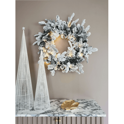 Grinalda decorativa com efeito de neve e iluminação LED ? 70 cm SUNDO Grinalda decorativa com efeito de neve e iluminação LED ? 70 cm SUNDO