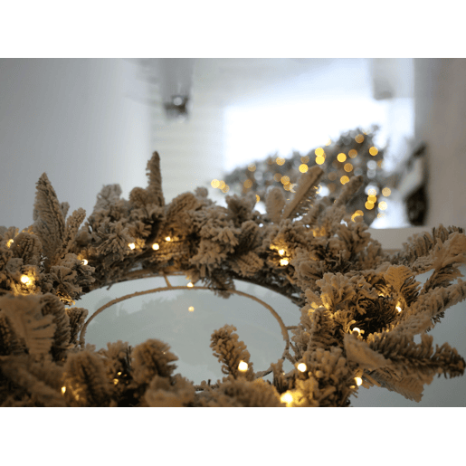 Grinalda decorativa com efeito de neve e iluminação LED ? 70 cm SUNDO Grinalda decorativa com efeito de neve e iluminação LED ? 70 cm SUNDO