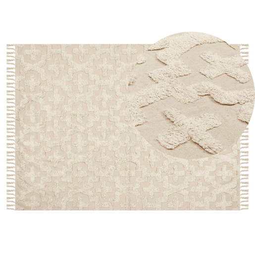 Tapete ITANAGAR Creme 140 x 200 cm Algodão Tapete ITANAGAR Creme 140 x 200 cm Algodão