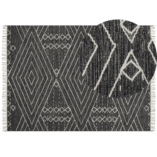 Tapete KHENIFRA Preto 160 x 230 cm Algodão