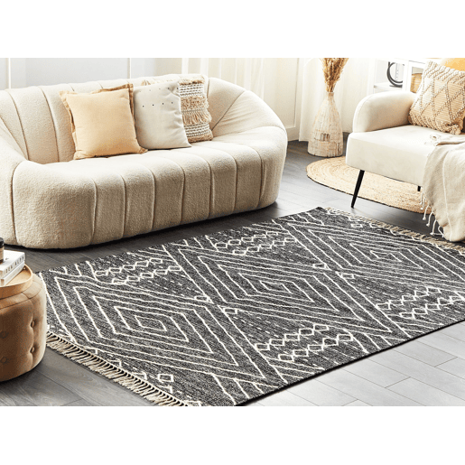 Tapete KHENIFRA Preto 160 x 230 cm Algodão