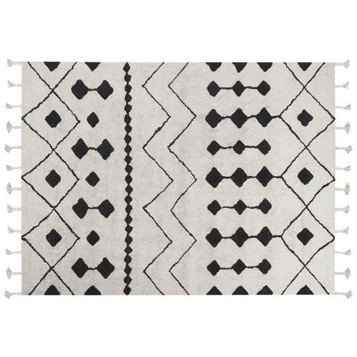 Tapete KHEMISSET Branco creme 160 x 230 cm Algodão
