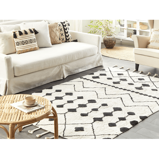Tapete KHEMISSET Branco creme 160 x 230 cm Algodão